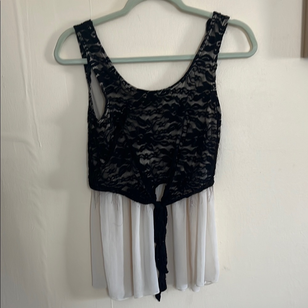 Elegant Black and White Lace Top